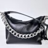 Black Leather Hobo Bag - Small