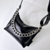 Black Leather Hobo Bag - Small