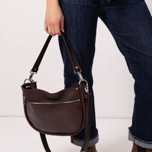 STELLA Leather Handbag - Brown & Cognac