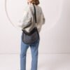 STELLA Leather Handbag - Grey & Suede