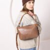 TOMMY Leather Bag with Two Handles - Cappuccino