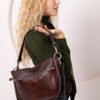 STELLA Leather Handbag - Brown & Cognac