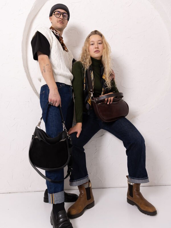 670187_dd038be073ff4538b3aa3b3ce539e5f8mv2.jpg STELLA Leather Handbag - Black & Suede