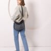 STELLA Leather Handbag - Grey & Suede