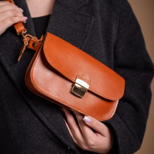 Natural Leather Saddle Bag Mini - Light Brown