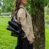 Black Leather Hobo Bag - Small